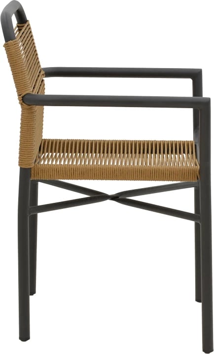 Set tavoline me karrige për terasë Kliton-Clutch, alumin, anthracite-natyral, 80x80x74cm, 3 copë