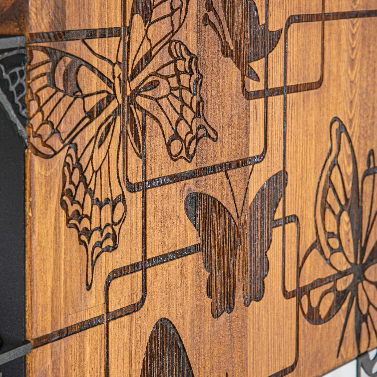 Aksesor dekorativ për mur, dru dhe metal, zogj të dashuruar, Wallity