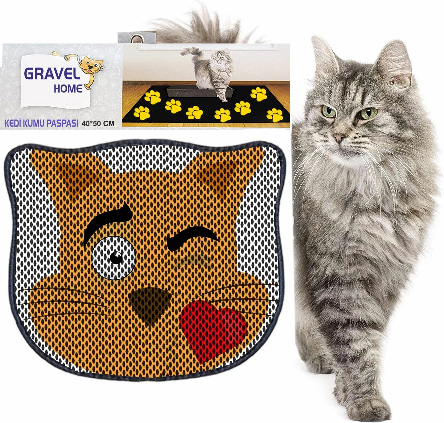 Tapet për rërë maceje, shumëngjyrësh, Paws & Whiskers, Kdkafa0226, 40x50cm