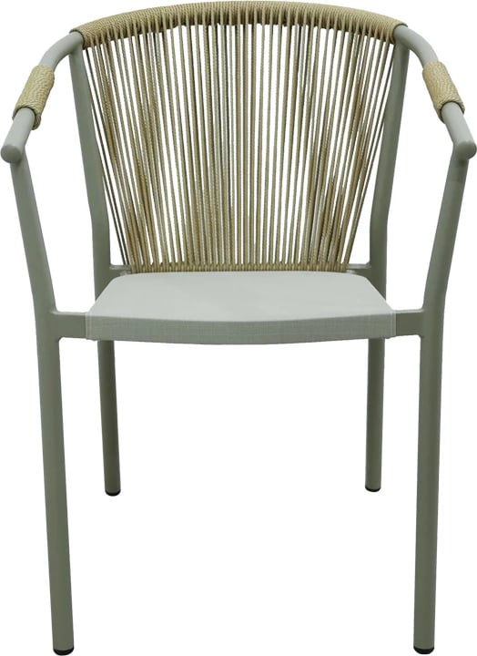 Karrige alumini me krahë e grumbullueshme me kornizë kafe-textilene-pe rattan 56x63x82cm