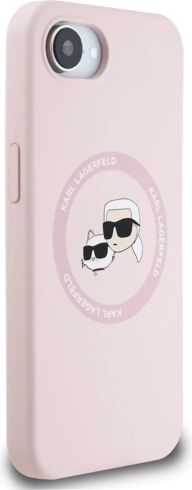Mbështjellës Karl Lagerfeld Silicone Karl&Choupette Heads MagSafe për iPhone 16e, Rozë