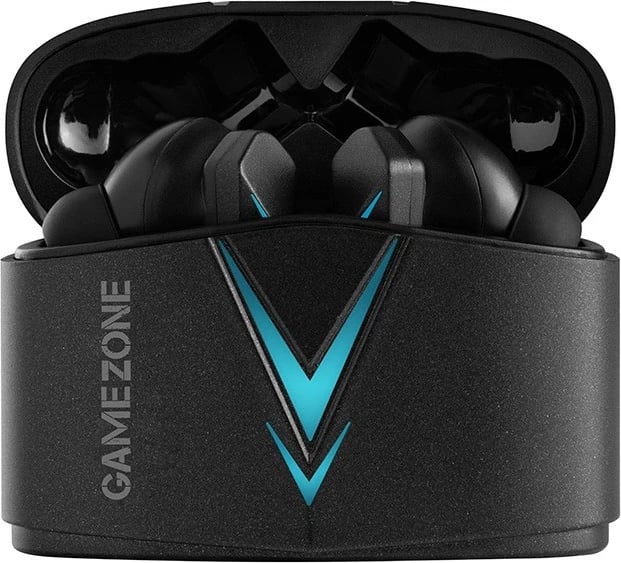 Kufje Bluetooth TWS Tracer GameZone T6 Pro TRASLU47284 me mikrofon, modalitet lojrash 65 ms, Bluetooth 5.3, kuti karikimi 300 mAh, USB-C, e zezë