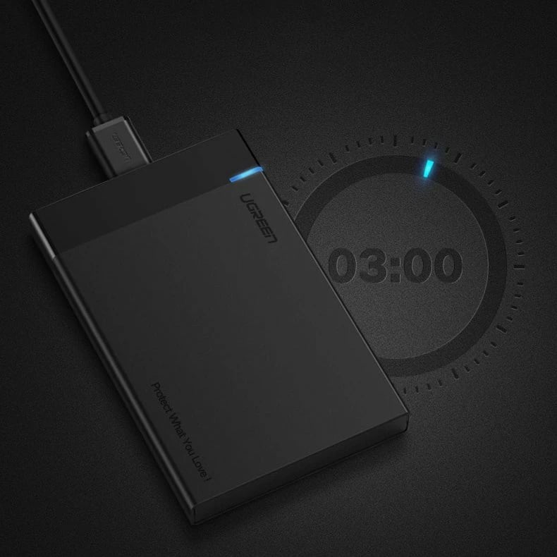 Kasë Ugreen US221 30848 për HDD/SSD 2.5", USB 3.2 Gen 1, me kabllo 0.5m, e zezë