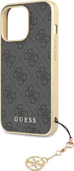 Mbështjellës Guess 4G Charms për iPhone 14 Pro Max, Gri me varëse