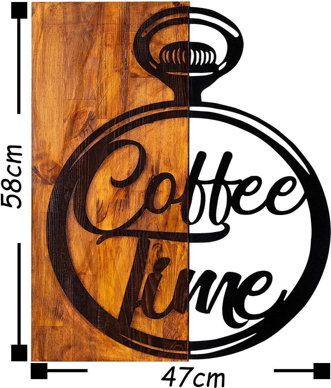 Aksesor dekorativ muri prej druri, Wallity, ngjyrë arre dhe e zezë, 47x58cm