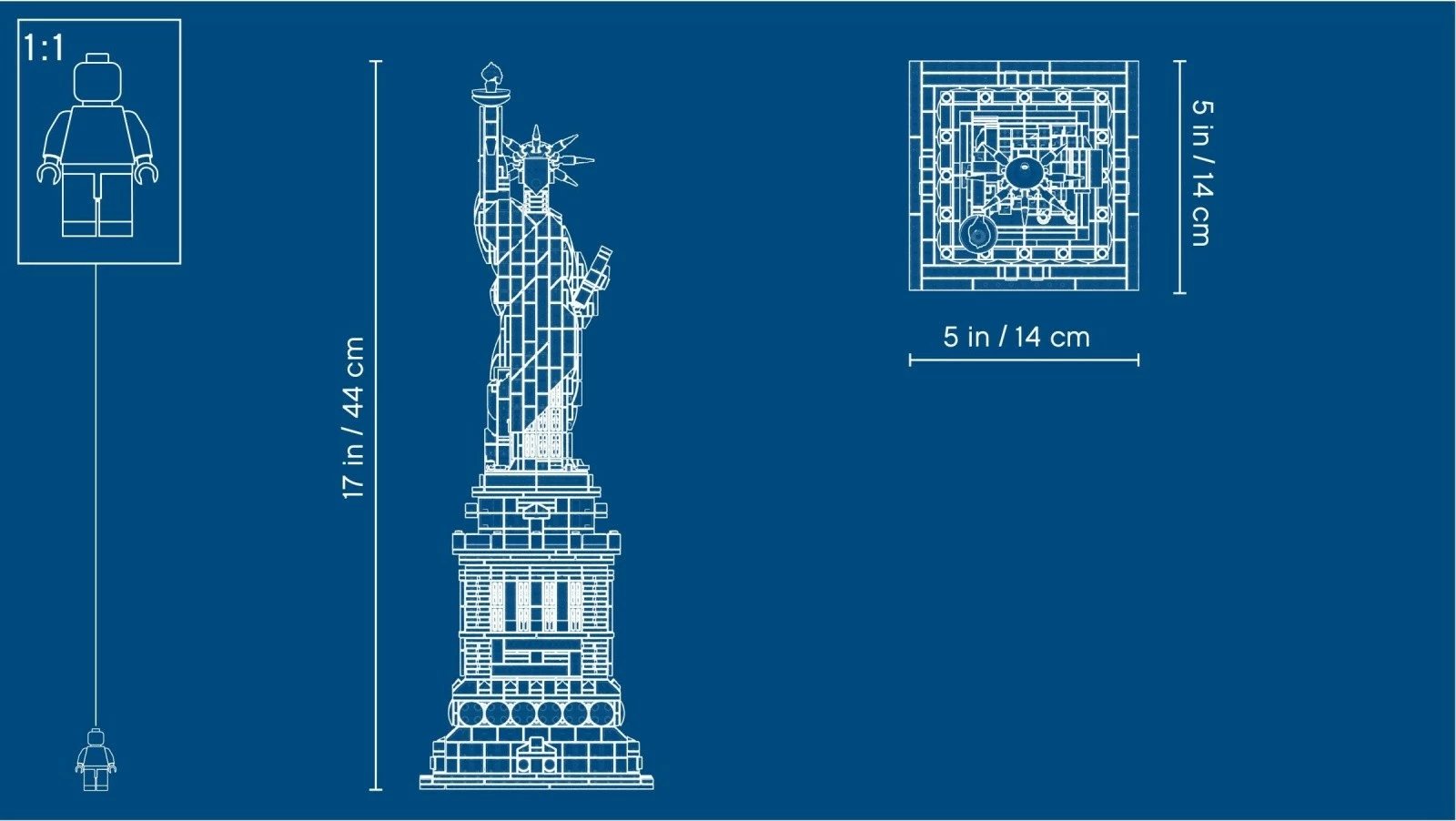 Set ndërtimi LEGO Architecture 21042 Statue of Liberty, 1685 pjesë, sand-green/bezhë