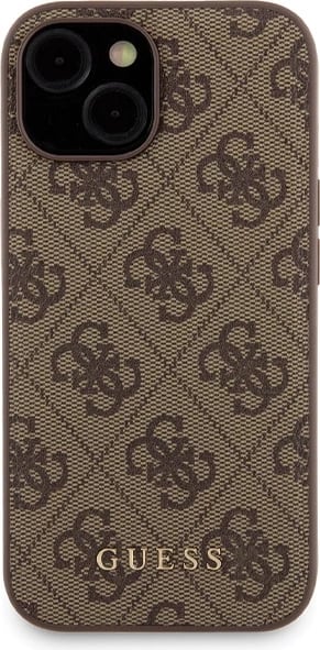 Mbështjellës Guess 4G Metal Logo me powerbank MagSafe 5000mAh për iPhone 15, Kafe, Set
