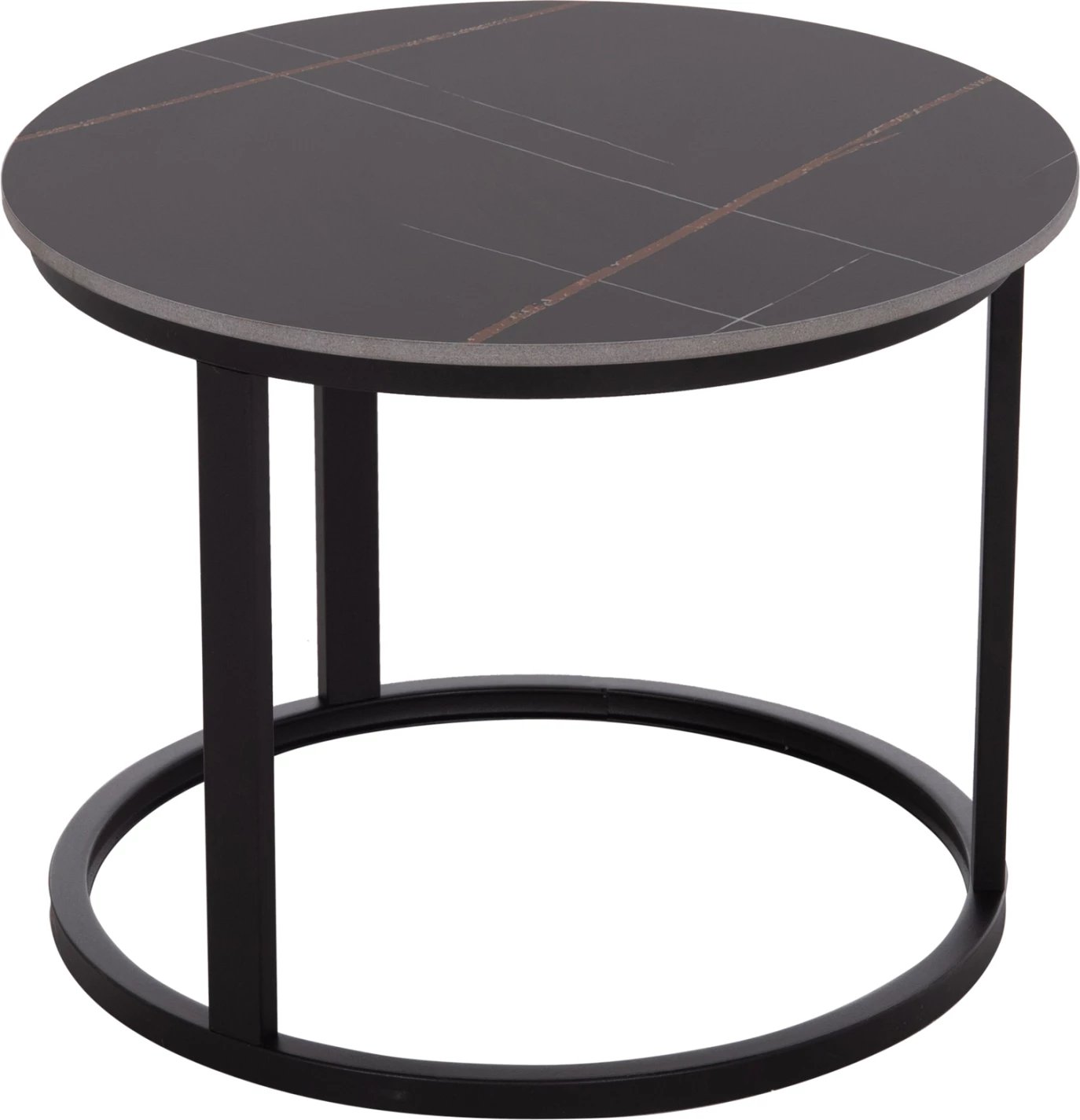 Set tavolina kafeje 2 copë, sipërfaqe qeramike, pamje mermeri të zi, TALOS FH18140.02, Φ70x45.5cm