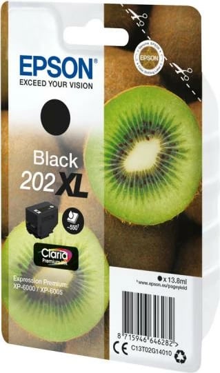 Patron boje Epson 202XL (C13T02G14010), Claria Premium, XL, 13.8 ml, ≈550 faqe, e zezë