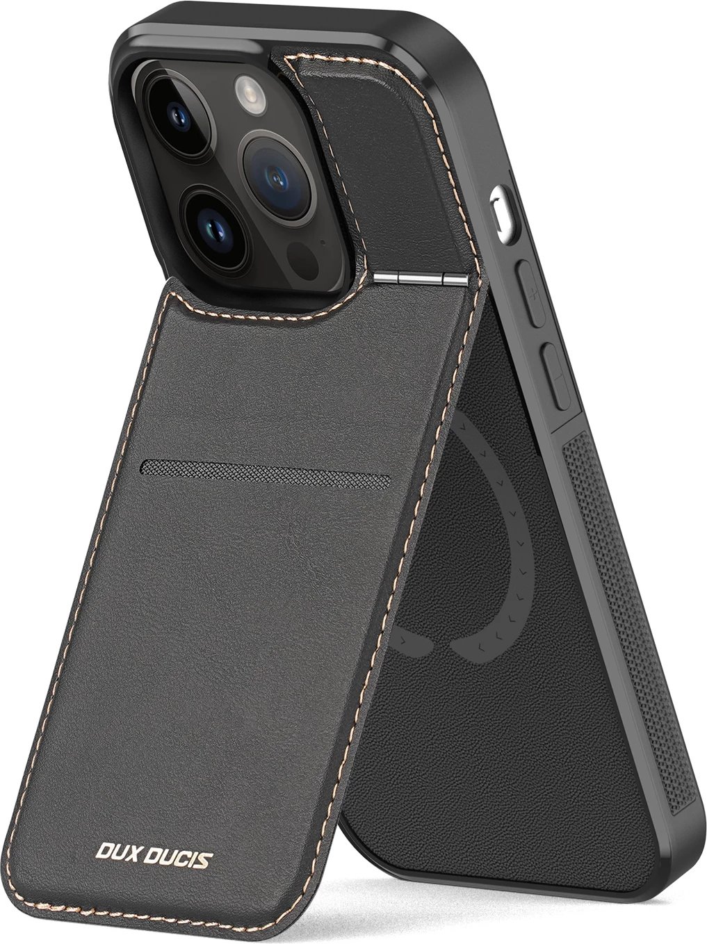 Mbështjellës Dux Ducis Rafi Mag për iPhone 13 Pro, me MagSafe, RFID Blocker, i zi