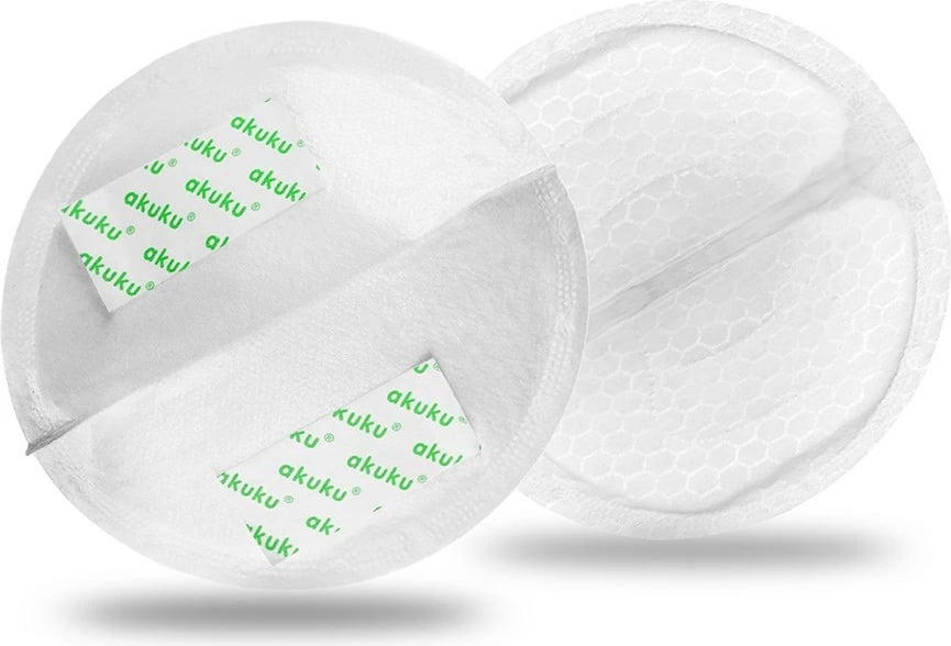 Tampona gjiri, Akuku, Premium Ultrasoft, 2 shtresa, me shirita vetëngjitës të dyfishtë, të bardha, paketim 30 copë