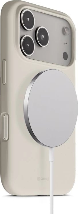 Mbështjellës, CRONG, Color Cover Magnetic për iPhone 17 Pro Max, MagSafe N52, silikon me mikrofibër, bezhë