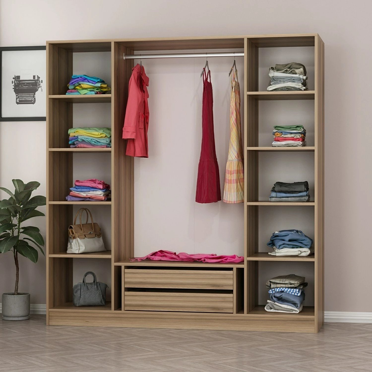 Dollap Skye Decor, ngjyrë antracit, 180x210x52cm, 6 pjesë