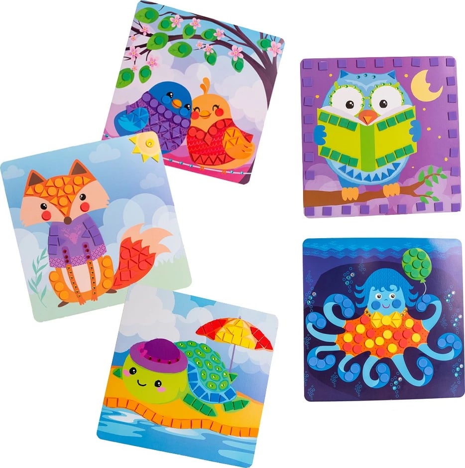 Set kreativ me ngjitëse kafshësh ASKATO 113746, 12 kartona, shumëngjyrëshe