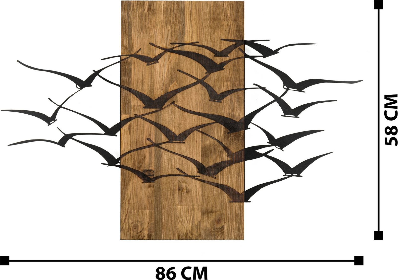 Aksesor dekorativ muri prej druri, Wallity, Migration, ngjyrë e zezë dhe arre, 86x58cm