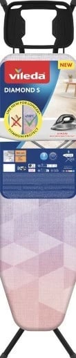 Dërrasë hekurosjeje Vileda Diamond S, 114x33 cm, me mbajtëse hekuri, e zezë/rozë/vjollcë/bardhë