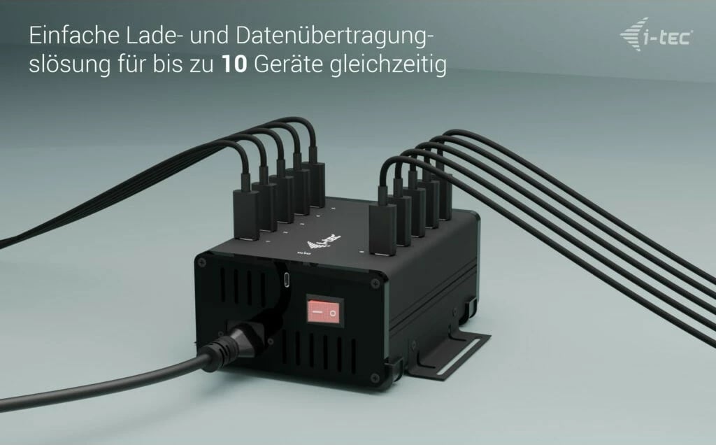 HUB USB-C I-Tec, 10 porta, 15W për portë, Plug & Play, i zi