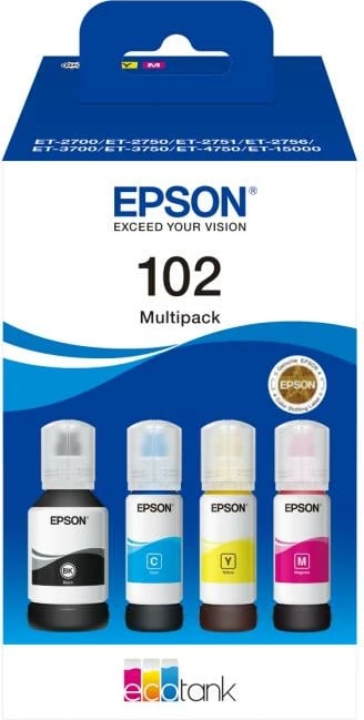 Bojë printeri, Epson, 102 EcoTank, 130 ml, 4-ngjyra, set 4-shishe (C13T03R640)
