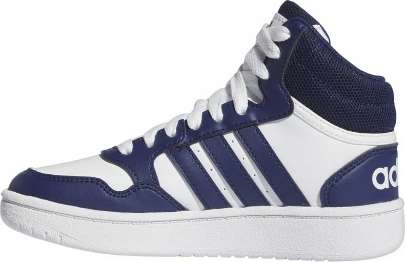 Atlete për fëmijë adidas Hoops 3.0 Mid Jr, të bardha dhe blu marine