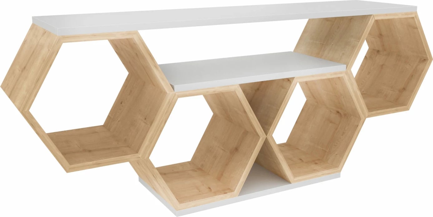 Komodë TV Hanah Home, ngjyrë e bardhë dhe sonomo