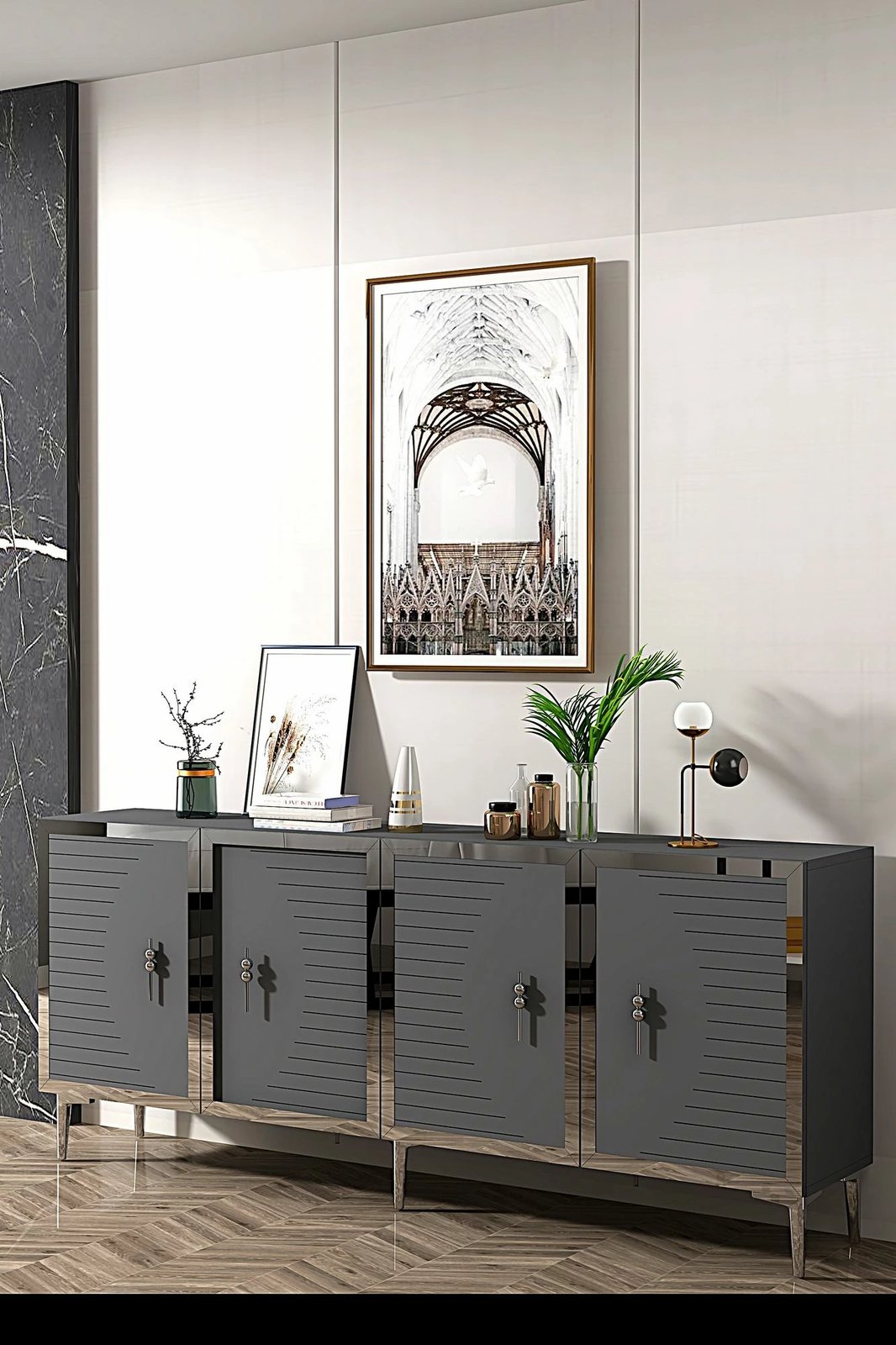 Konsol Skye Decor, Tuna 180, antracit, argjend