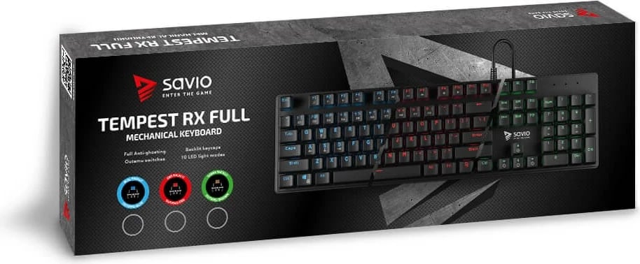 Tastierë për gaming Savio Tempest RX, e zezë/kuqe