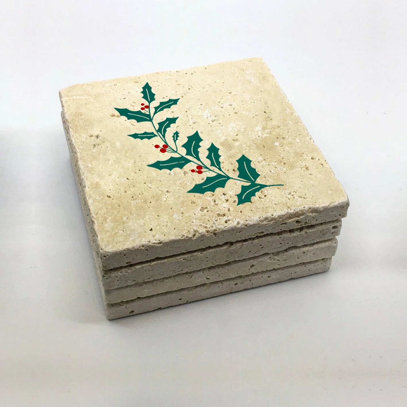 Set 4 copë mbrojtëse gotash prej guri natyral, shumëngjyrëshe, Hermia, TBA57581