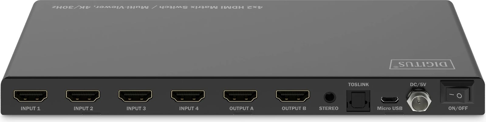 Switch HDMI Digitus 4x2 Matrix, 4K/30Hz, 4 hyrje, 2 dalje, i zi