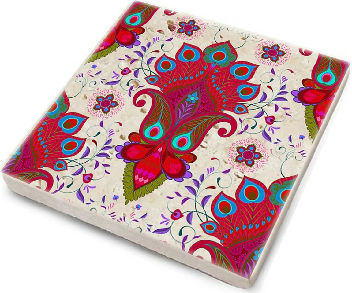 Set 4 copë mbajtëse gotash prej guri natyral, shumëngjyrëshe, Hermia, TBA34158005634