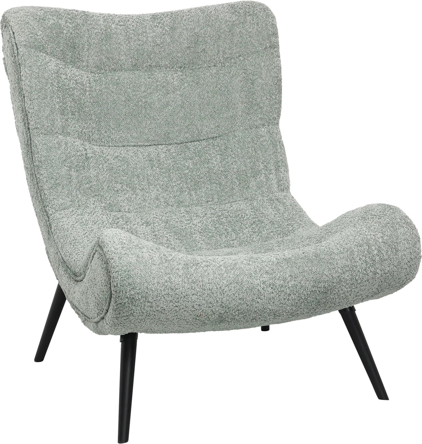 Karrige BRYM FH9605.05, ngjyrë fistik, pëlhurë boucle, këmbë druri të zeza, 97x80x100H cm