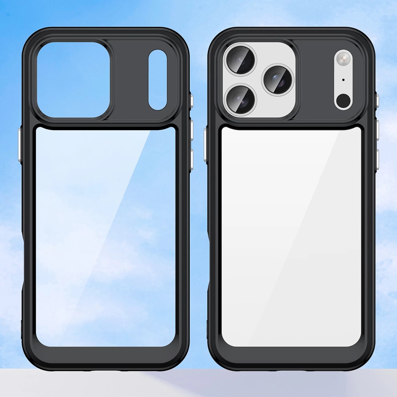 Mbështjellës Hurtel Outer Space për iPhone 17 Pro, MagSafe, i tejdukshëm me korniza të zeza
