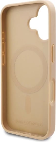 Mbështjellës Karl Lagerfeld Hot Stamp MagSafe për iPhone 16, Bezhe
