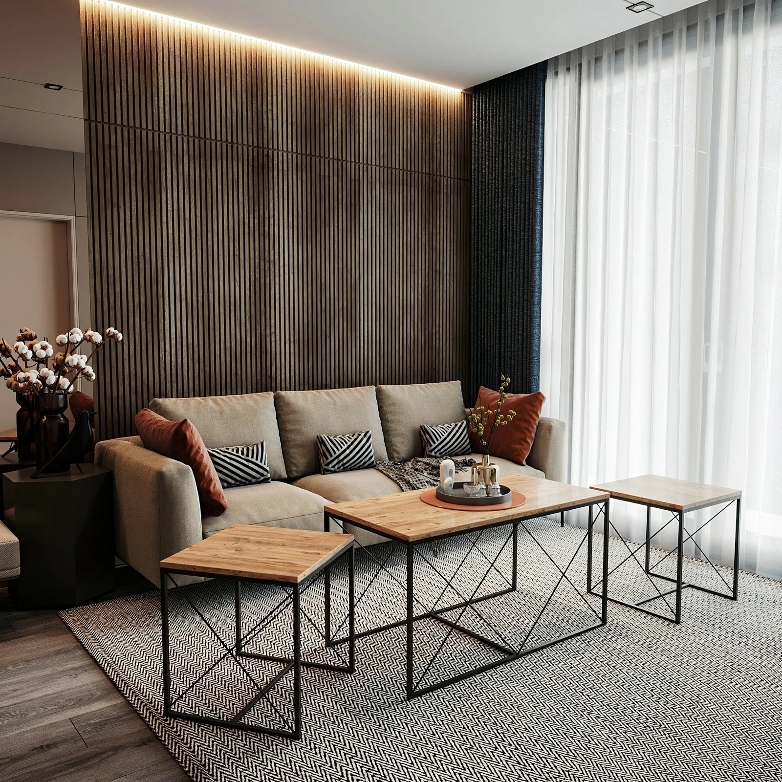 Set tavolinash kafeje Hanah Home, Defne, ngjyrë Atlantic Pine