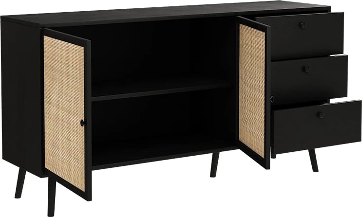 Bufe Oslo, ngjyrë zezë-natyrale, 150x39x79cm