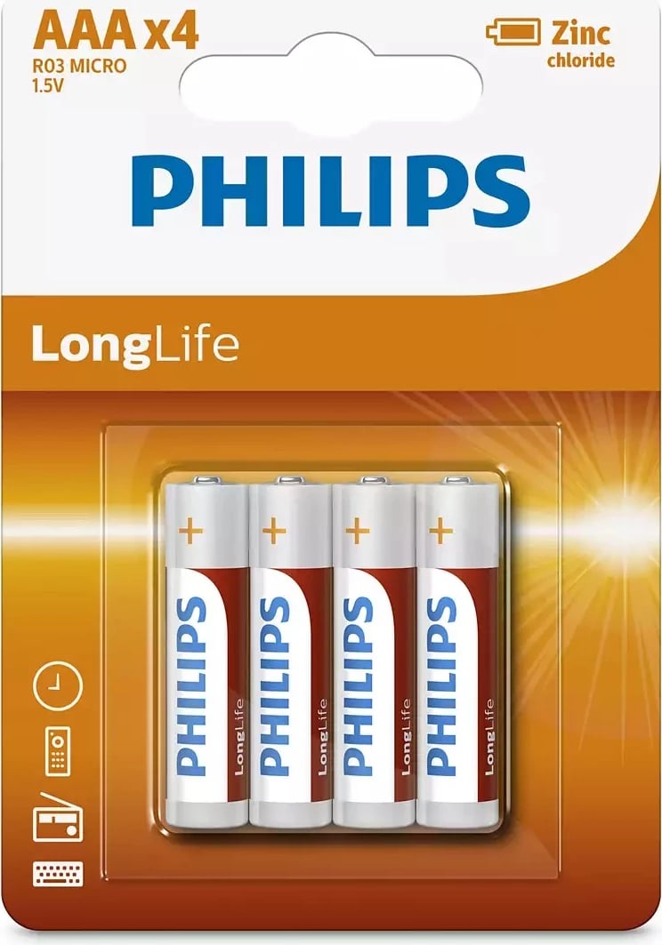 BATERI PHILIPS R03L4B/10 | LONG LIFE AAA / 4