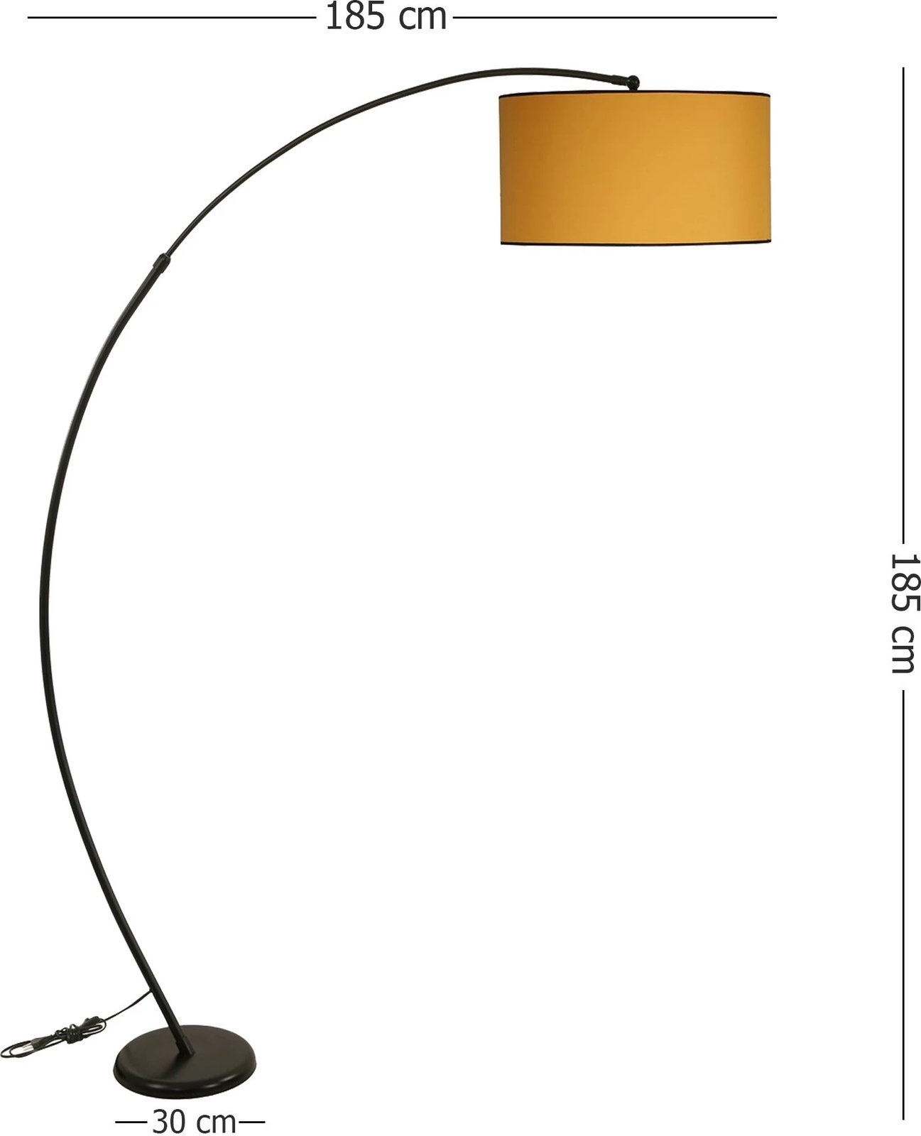 Llambë dyshemeje Opviq, trup metalik, abazhur cilindrik, ngjyrë e verdhë, lartësi e rregullueshme