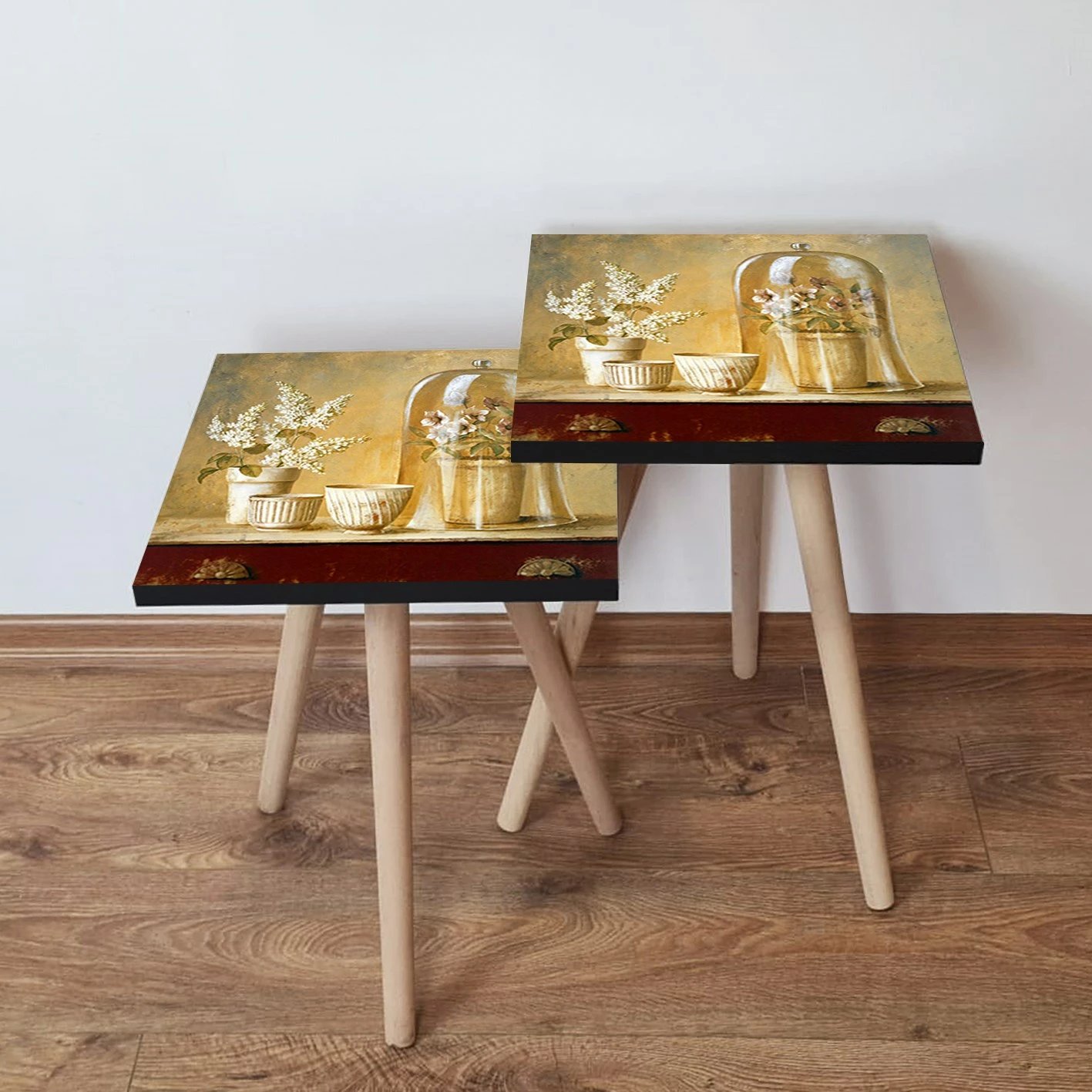 Set tavolina të ndërlidhura (2 copë), Skye Decor, 2Shp308, krem