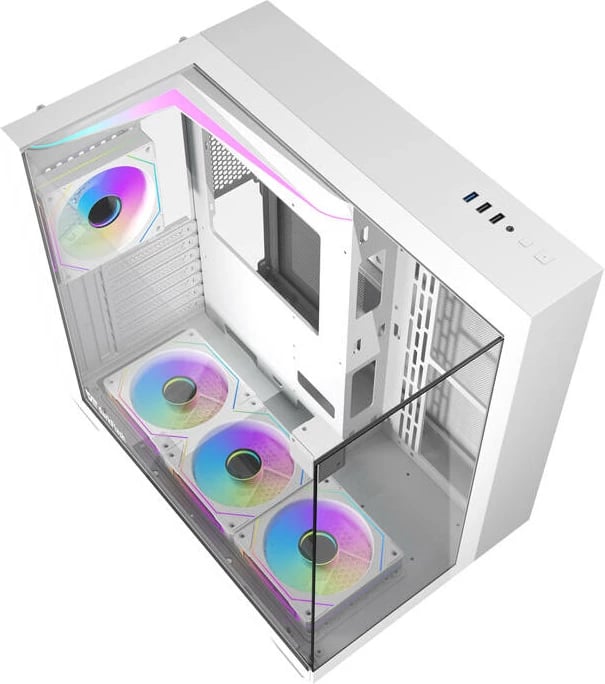 Kasë Darkflash TH285, ATX, 4 ventilatorë, xham i temperuar, e bardhë