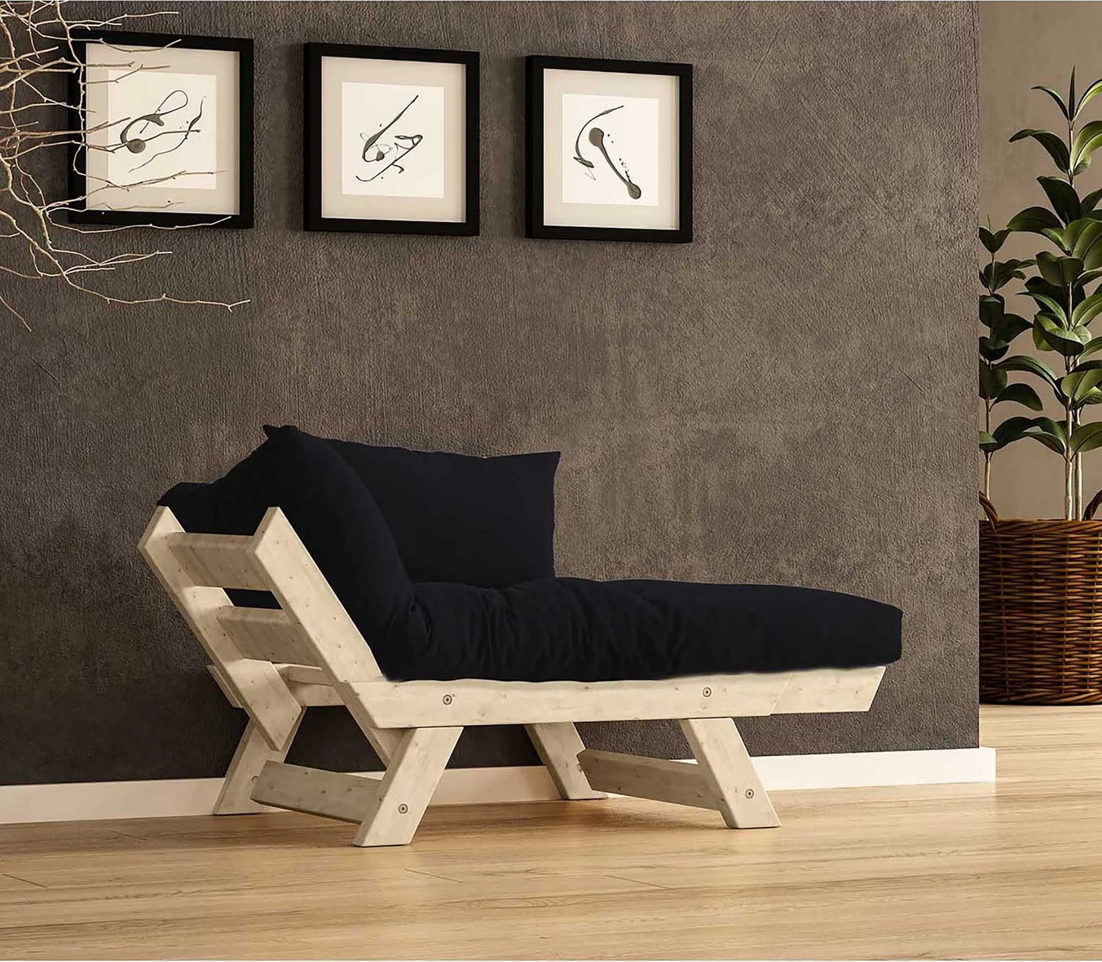 Karrige për kopsht një vend, Skye Decor, natyrale/zezë, CPT8149-140