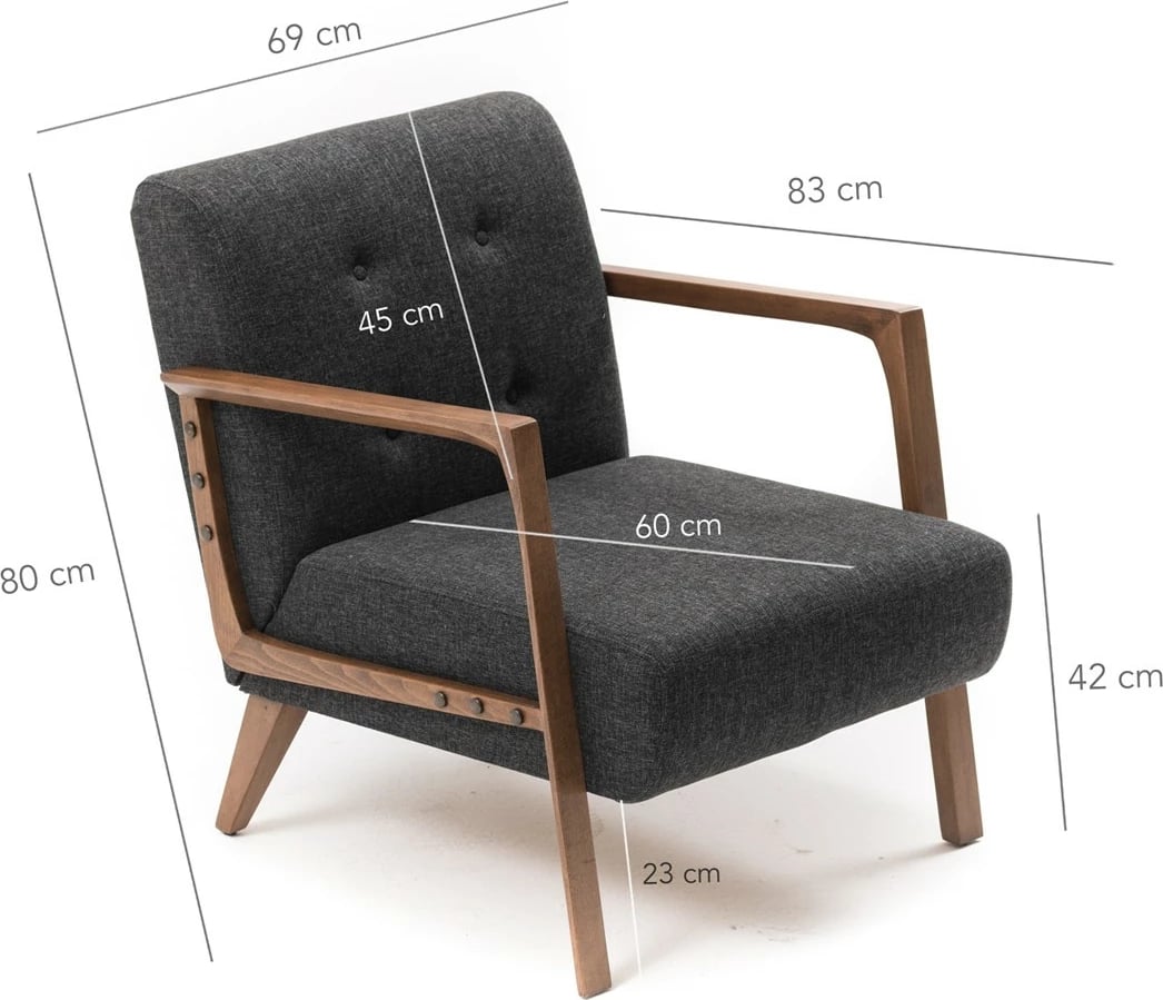 Karrige Wing Atelier del Sofa, Kemer, ngjyrë gri e errët