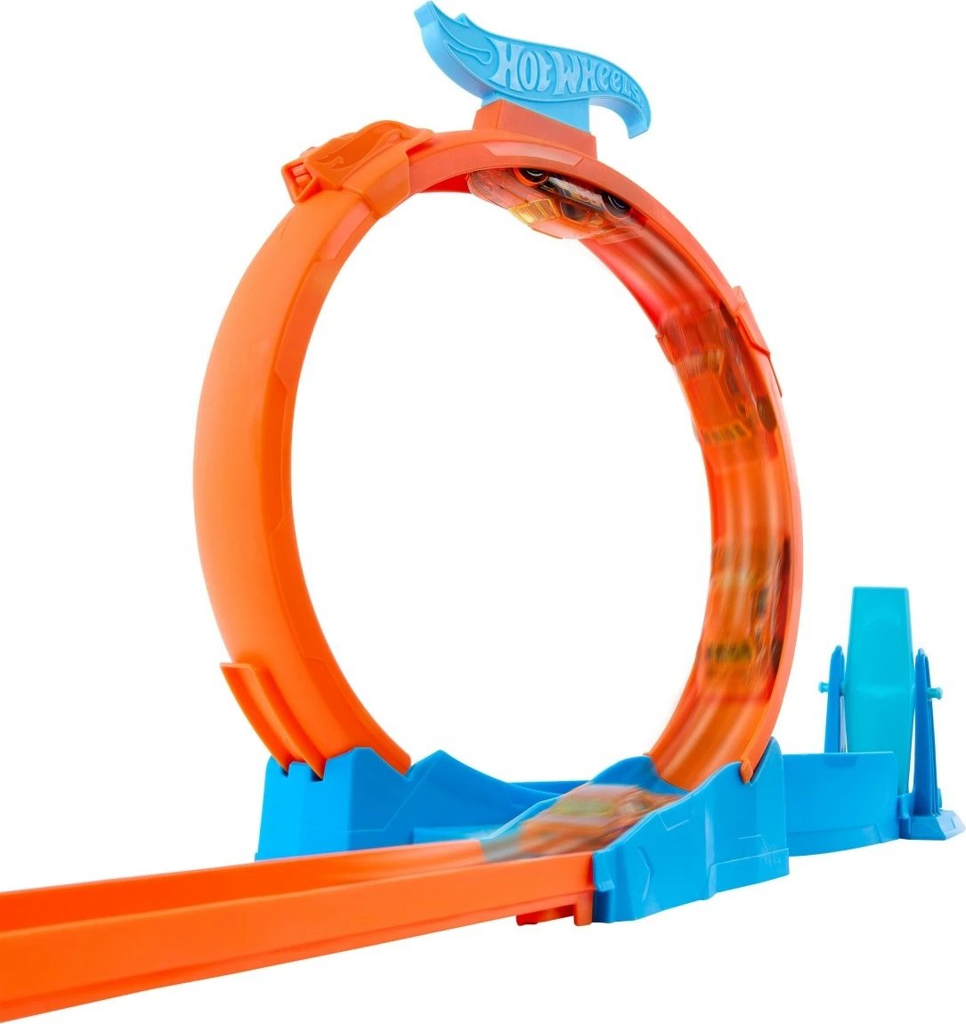 Set pistë garash Hot Wheels Track Creator Triple Loop, me makinë lodër, shumëngjyrëshe