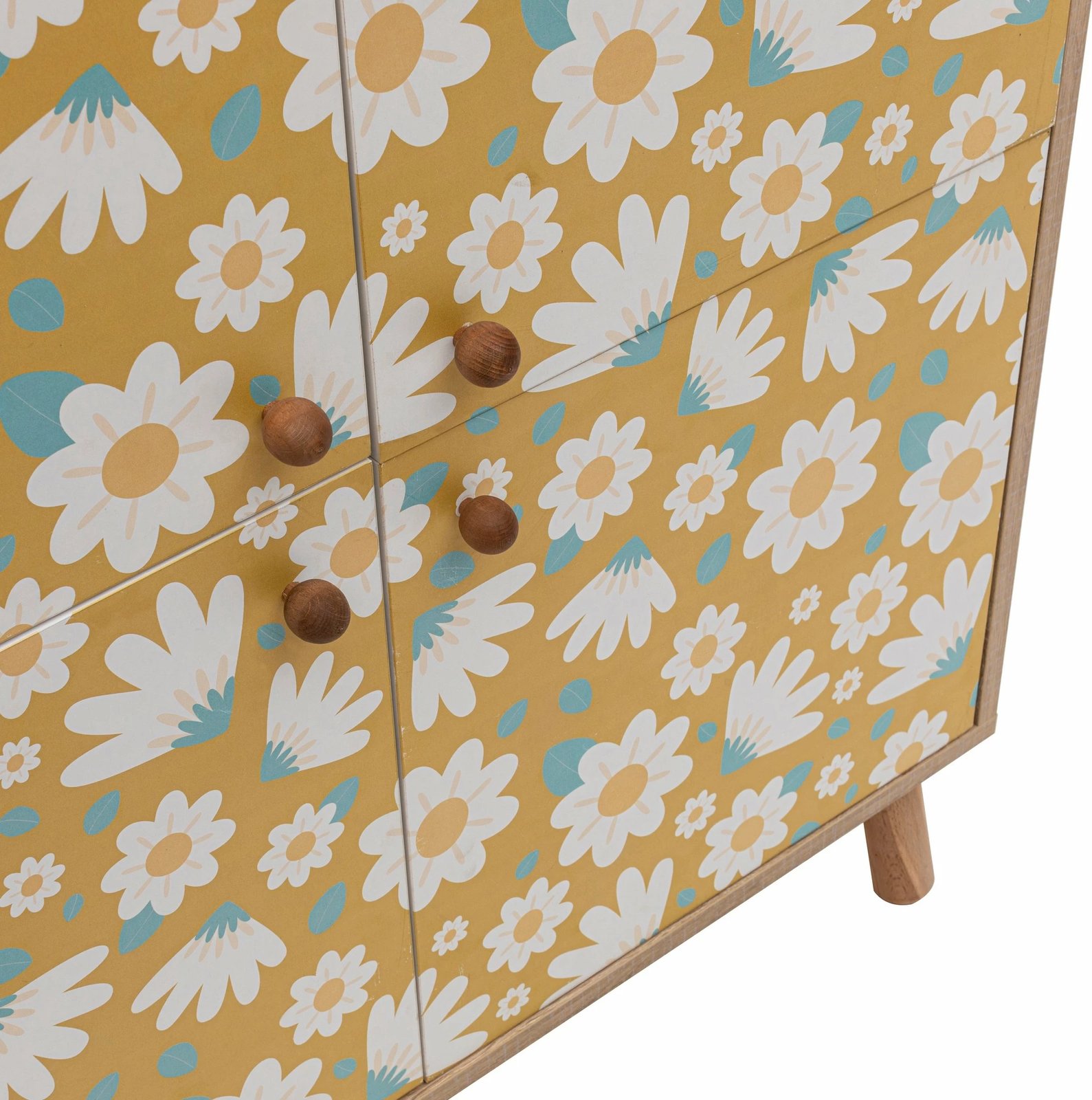 Dollap multifunksional Hanah Home, Multilüx Posy, ngjyrë sonomo, e verdhë dhe e bardhë