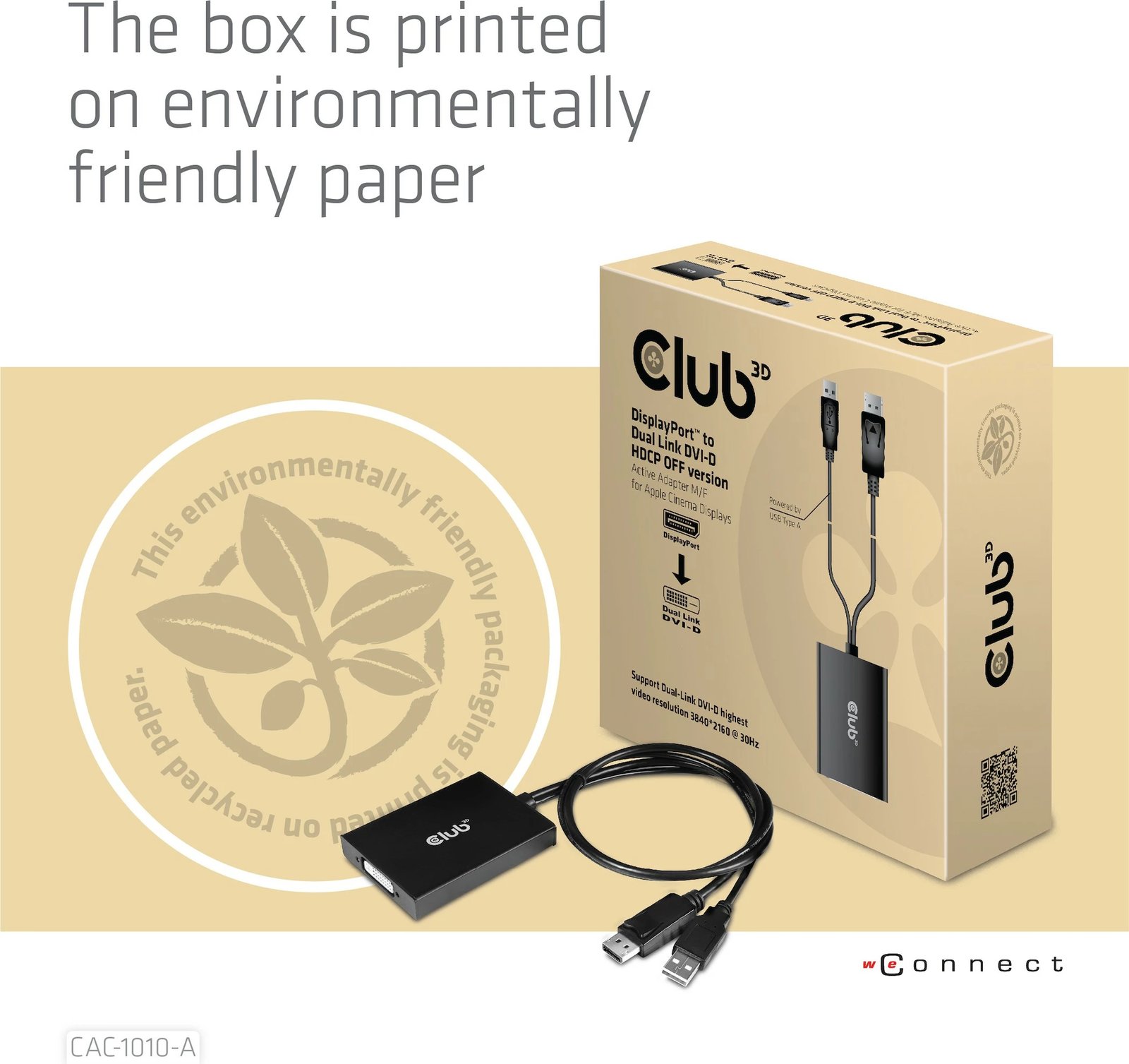 Adapter Club3D DisplayPort në DVI-D Dual Link + USB, 0.6m, HDCP OFF