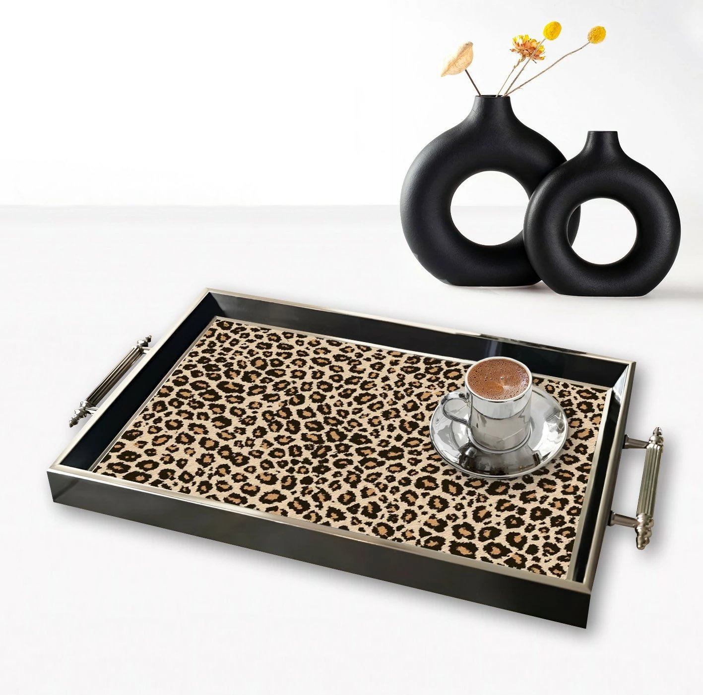 Tabaka xhami me dizajn leopard, shumëngjyrëshe, TPG9821