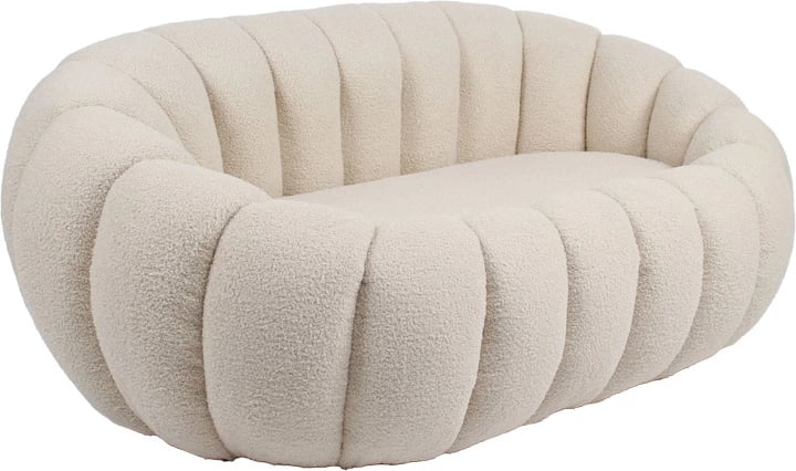 Divan dy-vendësh Yannick, material boucle, ngjyrë bezhë, 148x92x62cm