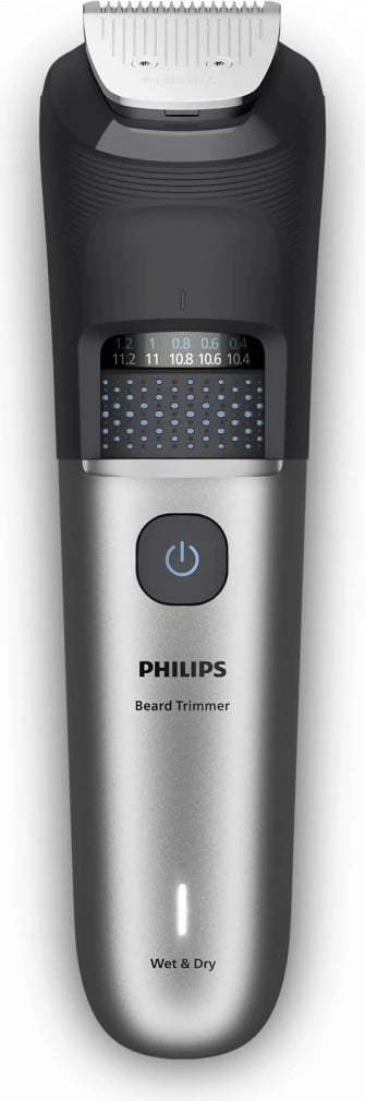 Trimmer mjekre, Philips BT7670/15, 40 nivele 0.4–20 mm, teh metal vetë-mprehës, 120 min, Wet & Dry, gri