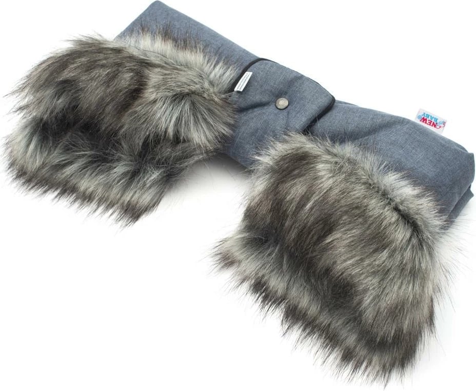 muff dore për karrocë, New Baby, 2‑in‑1, me gëzof, 44x26 cm, blu