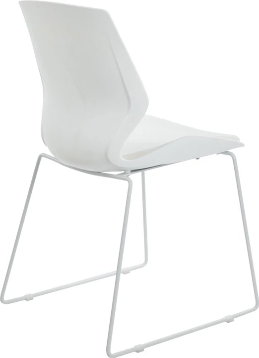 Karrige vizitori për zyre, PP e bardhë, jastëk ngjyrë fildishi, 47x52x85cm