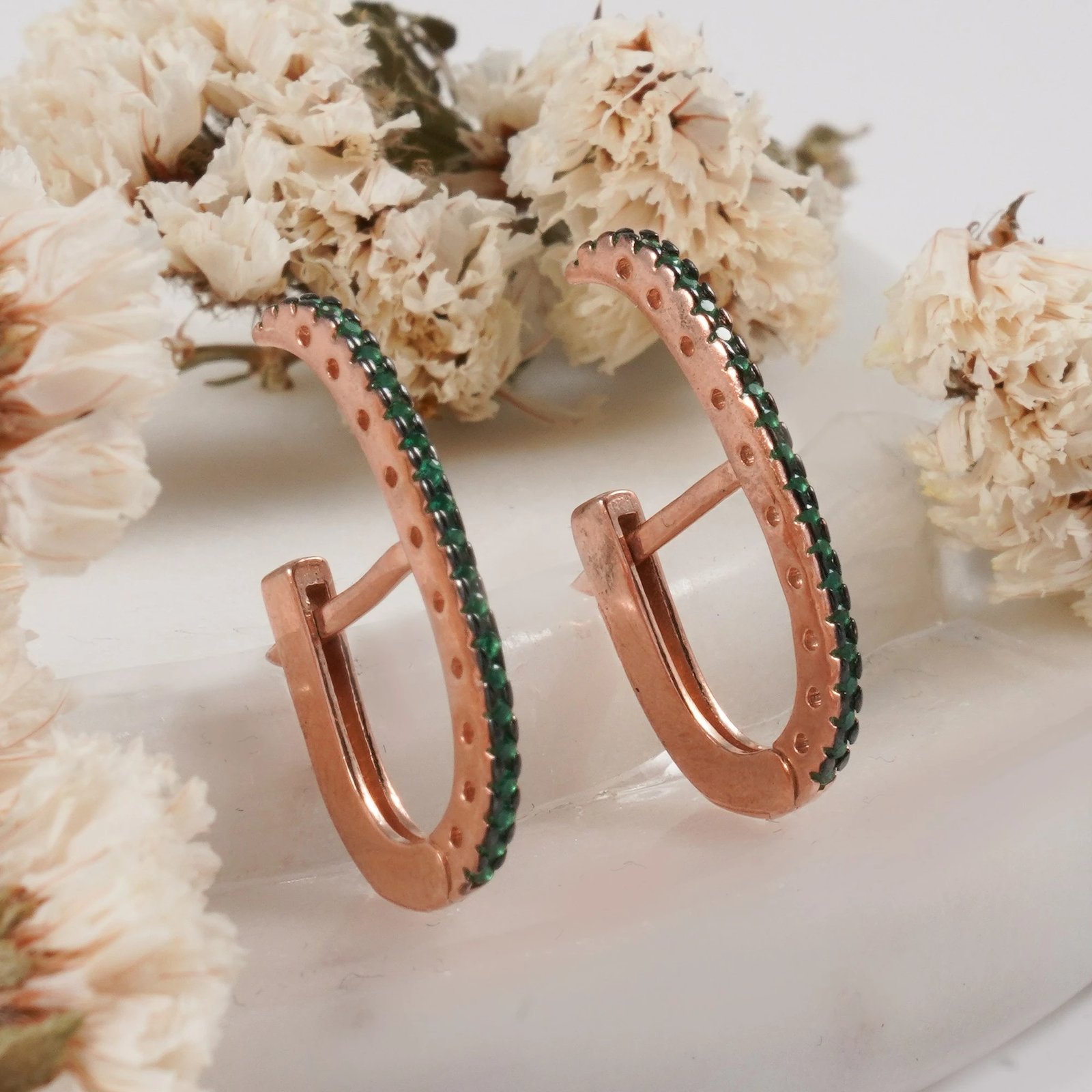 Vathë argjendi, ngjyrë rozë ari dhe e gjelbër, Jumeon, 10198YSL, 22mm