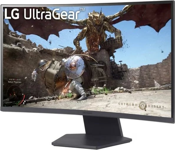 Monitor gaming i lakuar, LG, 27GS60QX-B 27GS60QXB (27GS60QX-B.AEUQ), 27" QHD 2560x1440, 180Hz 1ms GtG, 1000R, e zezë